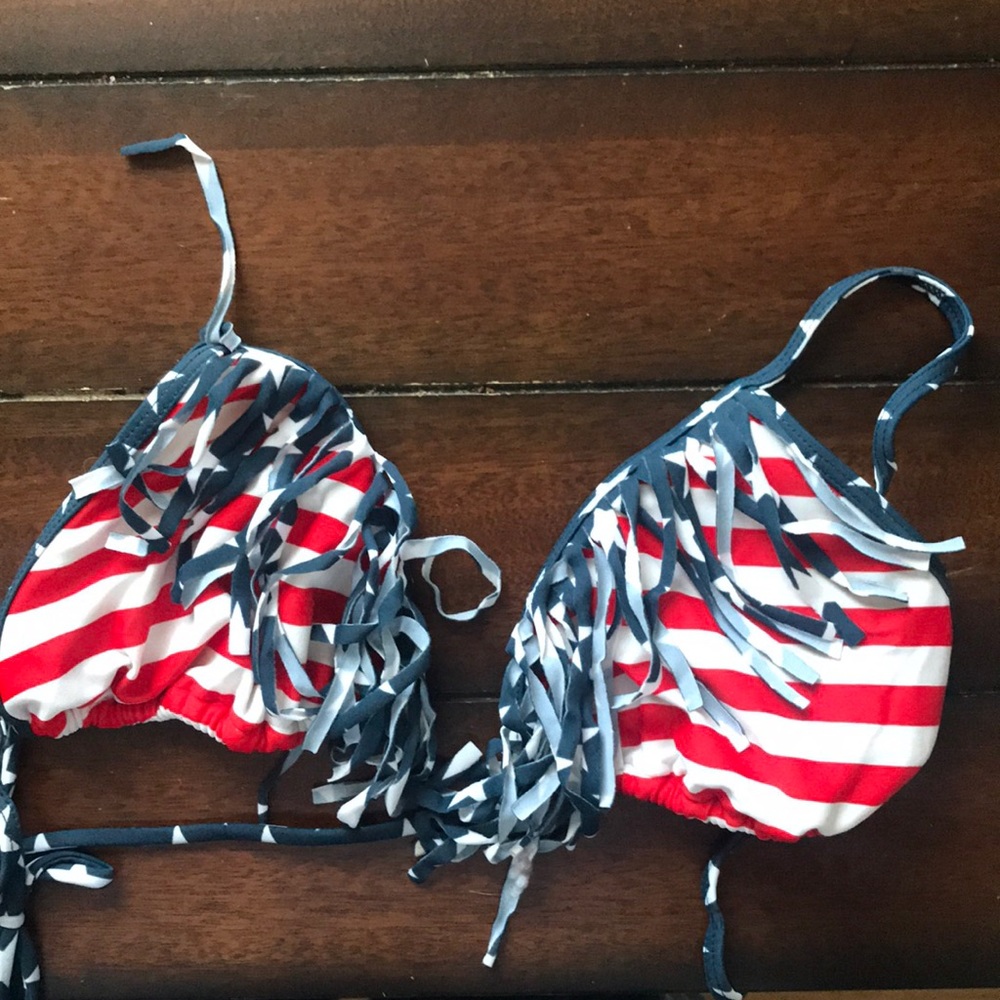 American flag fringe triangle bikini top